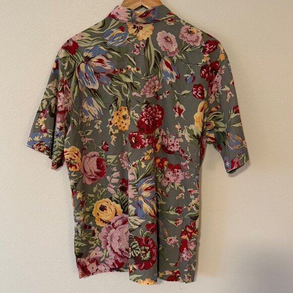 Ruff Hewn Cotton Tropical Floral Set Button Down Blouse AND Wrap Skirt Size L/16 - Picture 5 of 14